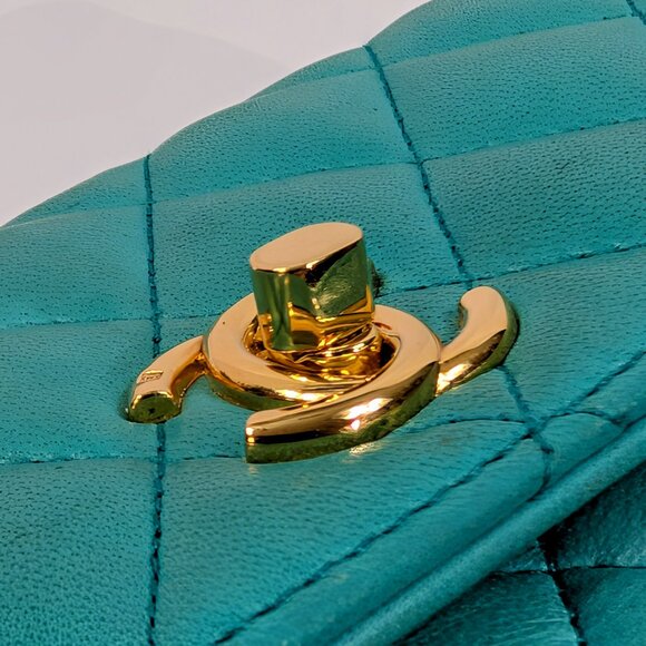Chanel Vintage Teal Mini Rectangular Flap Bag - Picture 10 of 16